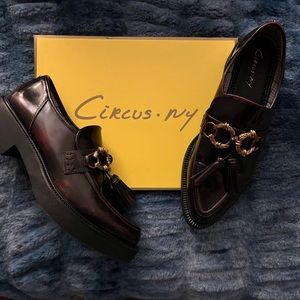 Burgundy patent leather loafers size 10